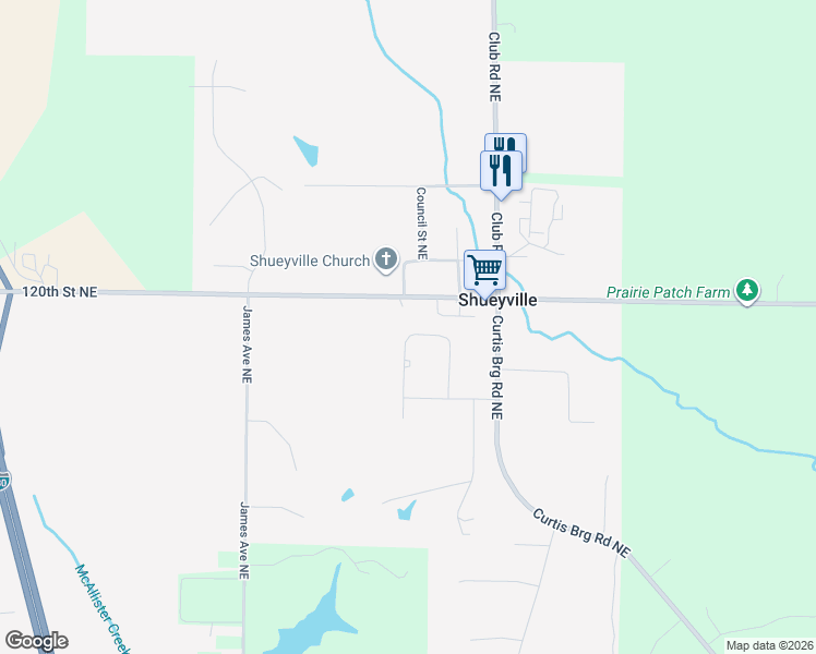 map of restaurants, bars, coffee shops, grocery stores, and more near 1209 Winchester Circle Northeast in Swisher