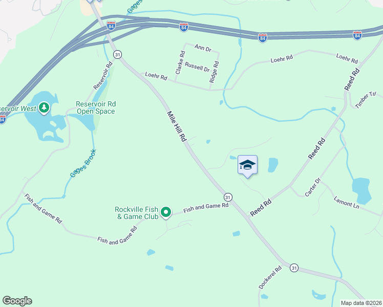 map of restaurants, bars, coffee shops, grocery stores, and more near 121 Mile Hill Road in Tolland