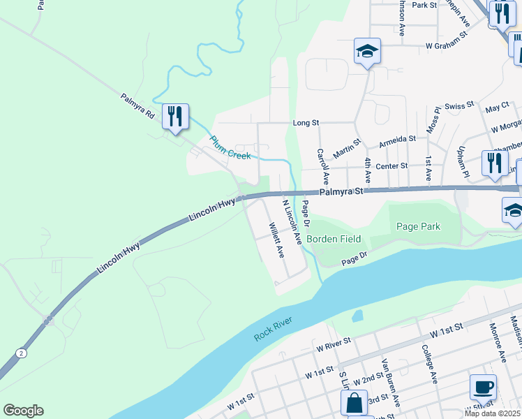 map of restaurants, bars, coffee shops, grocery stores, and more near 327 Willett Avenue in Dixon