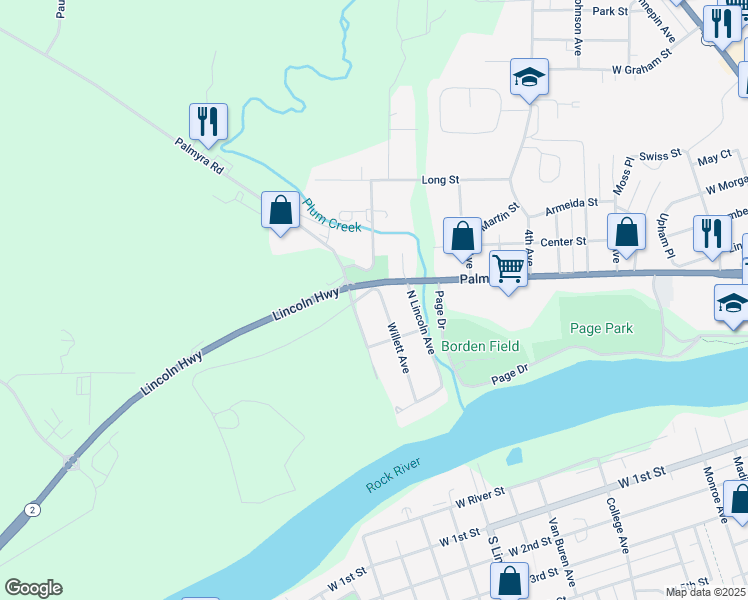 map of restaurants, bars, coffee shops, grocery stores, and more near 327 Willett Avenue in Dixon