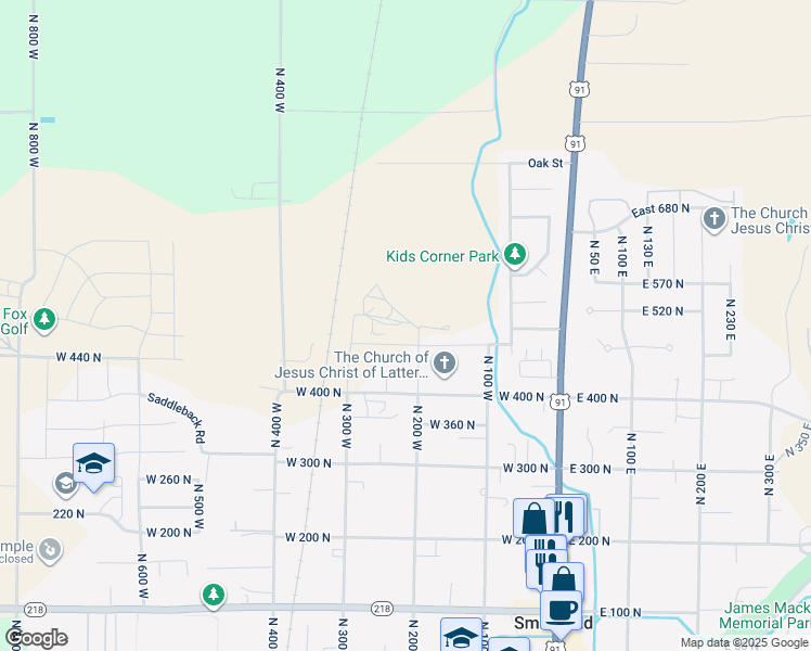 map of restaurants, bars, coffee shops, grocery stores, and more near 212 West 510 North in Smithfield