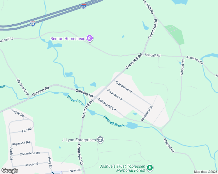 map of restaurants, bars, coffee shops, grocery stores, and more near 139 Grant Hill Road in Tolland