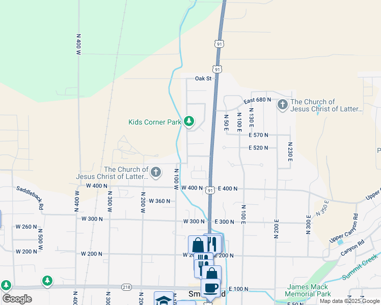 map of restaurants, bars, coffee shops, grocery stores, and more near 63 Juniper in Smithfield