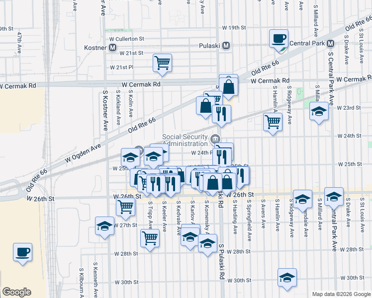 map of restaurants, bars, coffee shops, grocery stores, and more near in Chicago