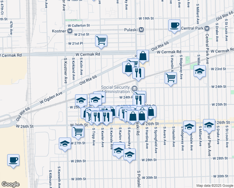 map of restaurants, bars, coffee shops, grocery stores, and more near in Chicago