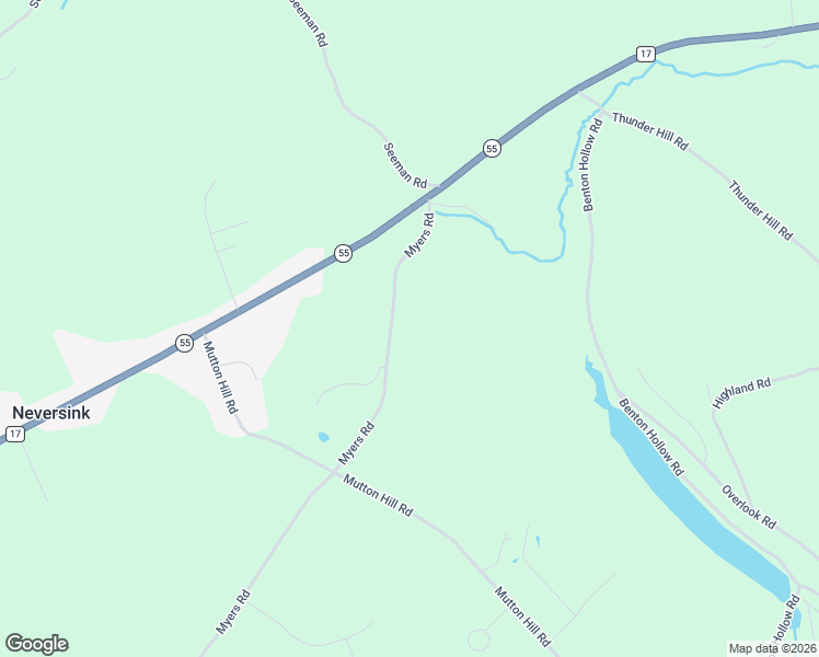 map of restaurants, bars, coffee shops, grocery stores, and more near 502 Myers Road in Neversink
