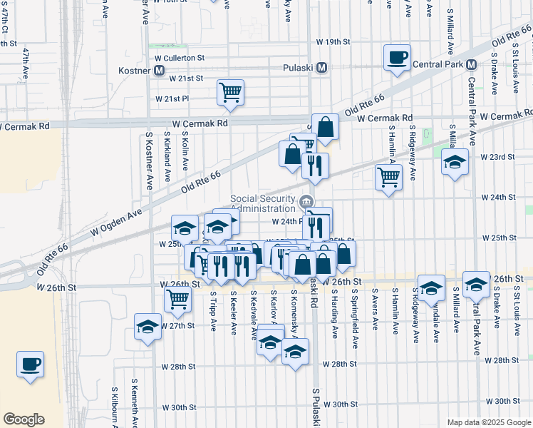 map of restaurants, bars, coffee shops, grocery stores, and more near in Chicago