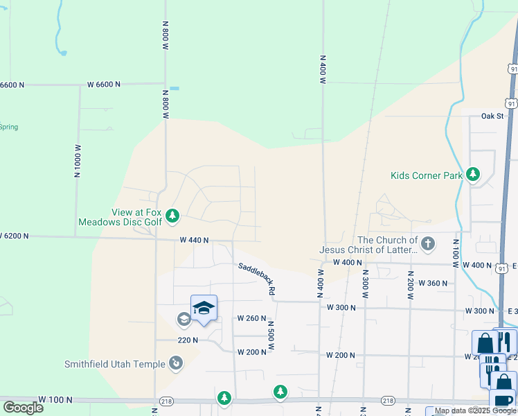 map of restaurants, bars, coffee shops, grocery stores, and more near 538 North 550 West in Smithfield
