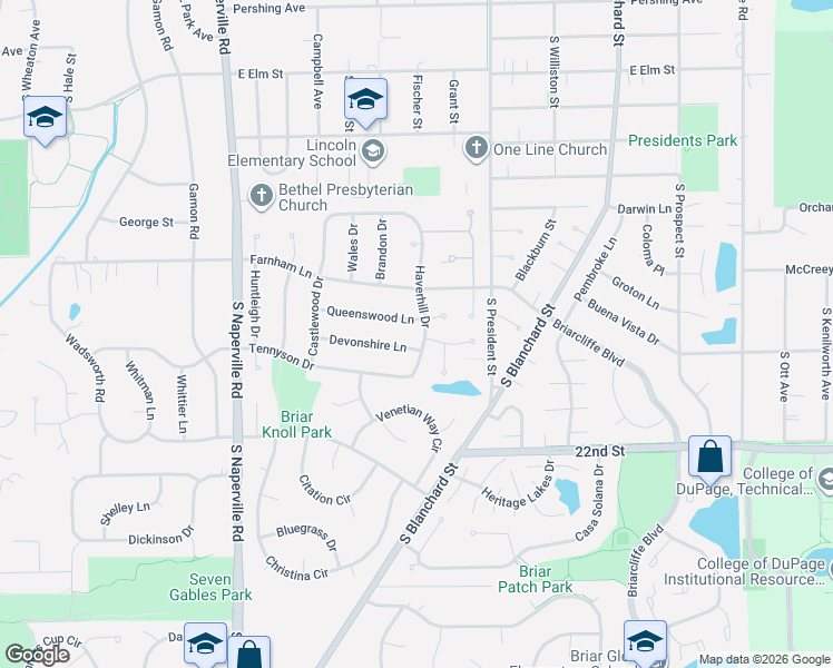 map of restaurants, bars, coffee shops, grocery stores, and more near 792 Devonshire Lane in Wheaton