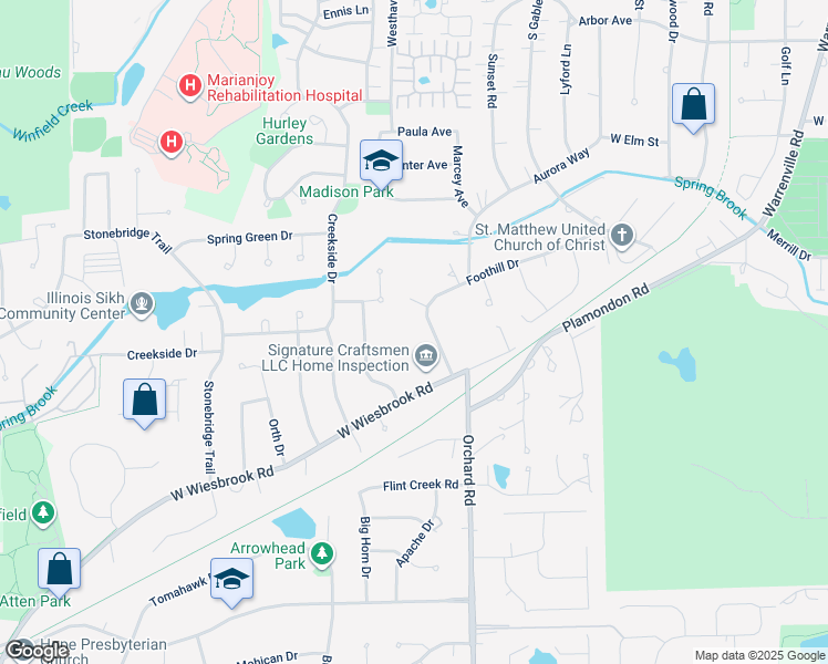 map of restaurants, bars, coffee shops, grocery stores, and more near 1564 Orchard Road in Wheaton