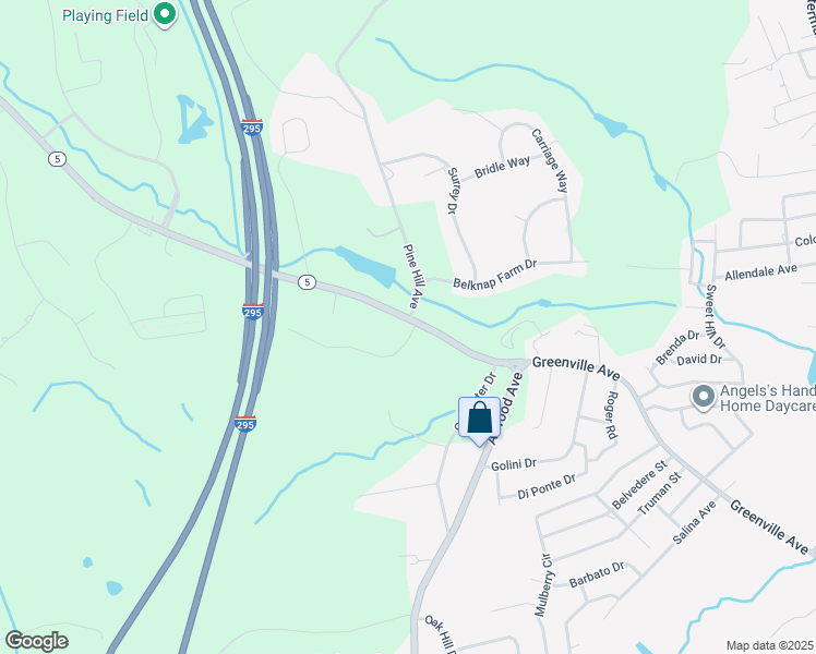 map of restaurants, bars, coffee shops, grocery stores, and more near 628 Greenville Avenue in Johnston