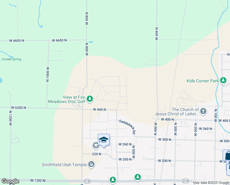map of restaurants, bars, coffee shops, grocery stores, and more near 673 West 550 North in Smithfield