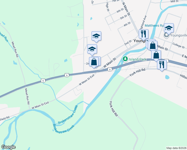 map of restaurants, bars, coffee shops, grocery stores, and more near West Main Saint Exd in Youngsville