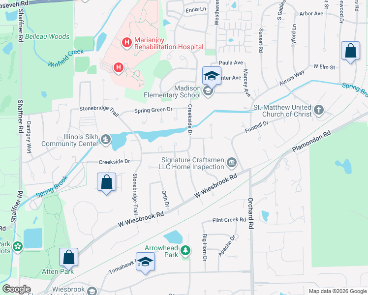 map of restaurants, bars, coffee shops, grocery stores, and more near 1521 Leabrook Cove in Wheaton