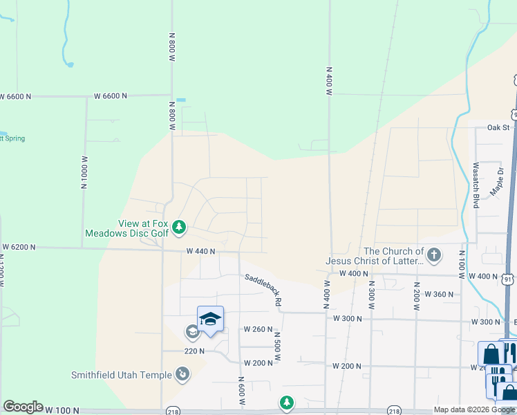 map of restaurants, bars, coffee shops, grocery stores, and more near 569 North 550 West in Smithfield