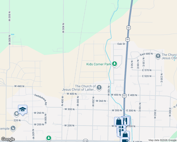 map of restaurants, bars, coffee shops, grocery stores, and more near 241 West 550 North in Smithfield