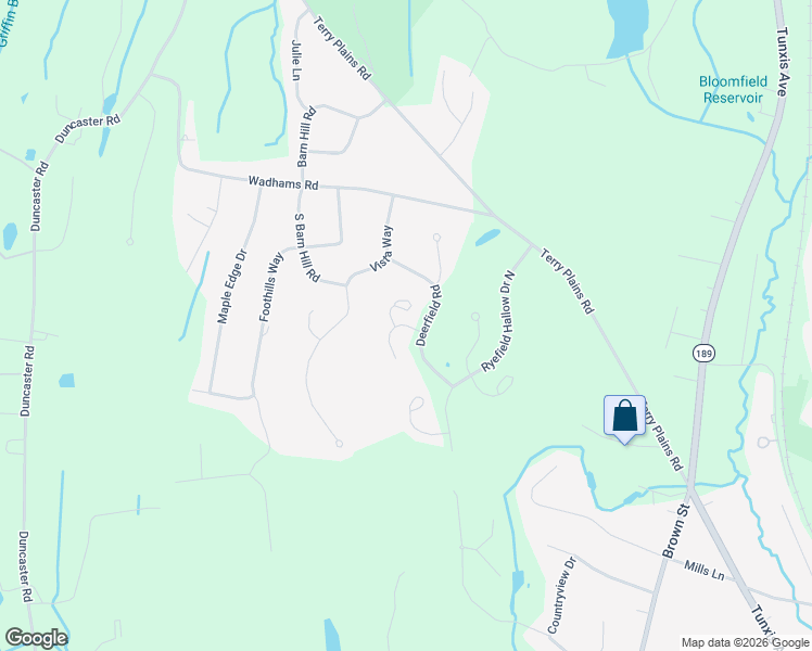 map of restaurants, bars, coffee shops, grocery stores, and more near Arrowwood Lane in Bloomfield