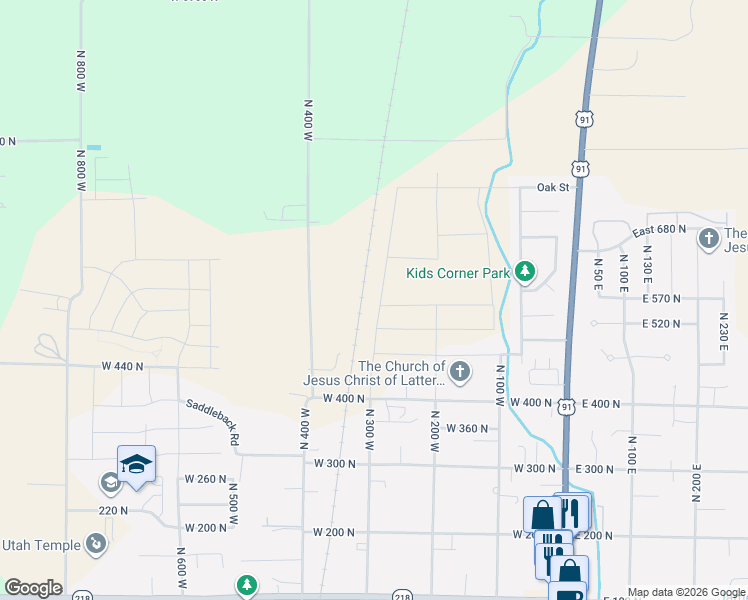 map of restaurants, bars, coffee shops, grocery stores, and more near 555 North 300 West in Smithfield