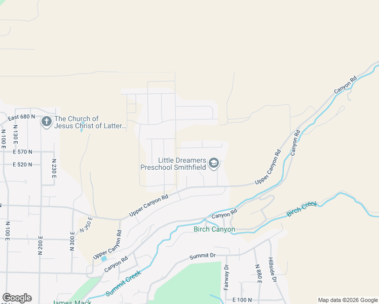 map of restaurants, bars, coffee shops, grocery stores, and more near 639 East 590 North in Smithfield