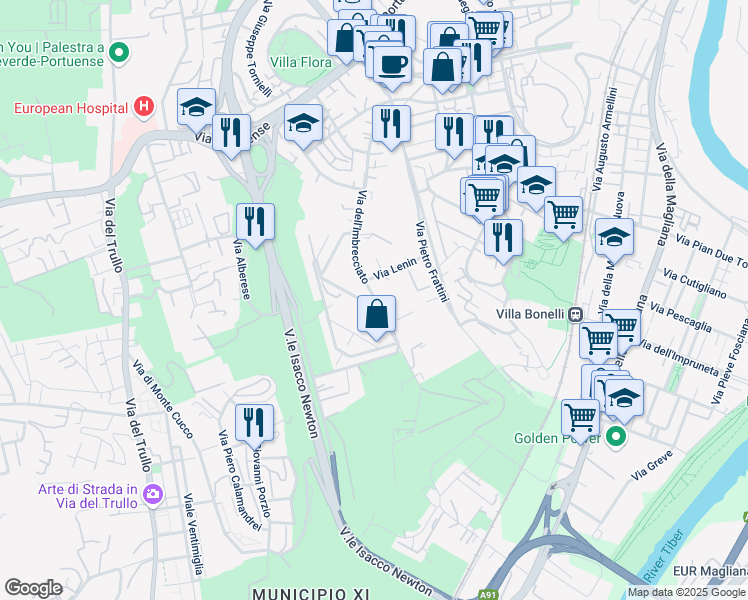 map of restaurants, bars, coffee shops, grocery stores, and more near 20 Largo Lenin in Roma
