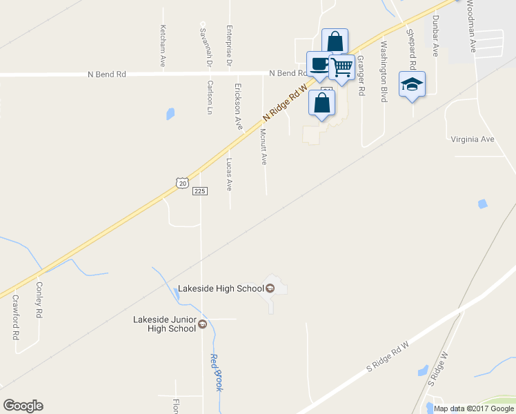 map of restaurants, bars, coffee shops, grocery stores, and more near 6229 Mcnutt Avenue in Ashtabula