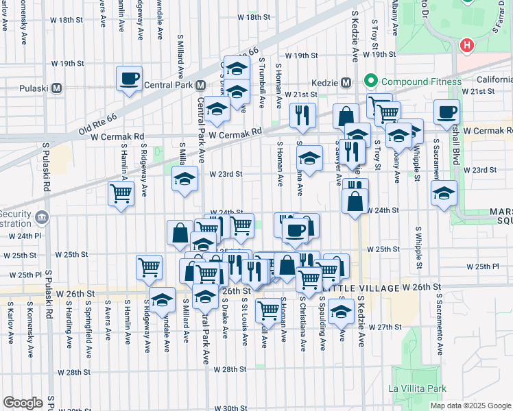 map of restaurants, bars, coffee shops, grocery stores, and more near in Chicago