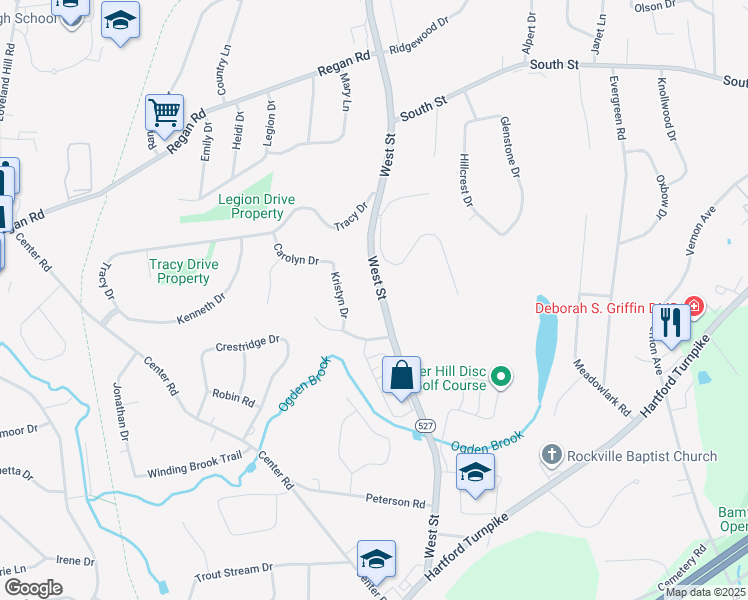 map of restaurants, bars, coffee shops, grocery stores, and more near 198 West Street in Vernon