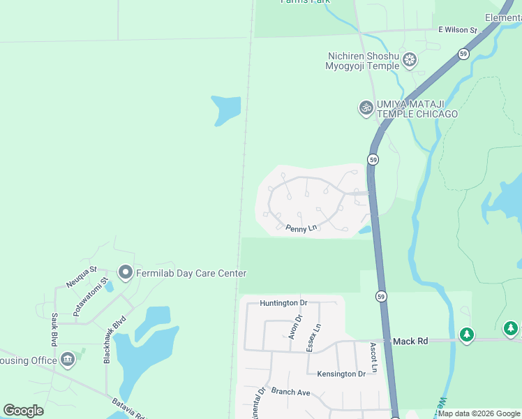 map of restaurants, bars, coffee shops, grocery stores, and more near 30W100 Fairfax Court in Warrenville
