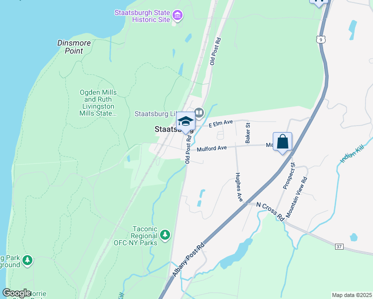 map of restaurants, bars, coffee shops, grocery stores, and more near 57 River Road in Staatsburg