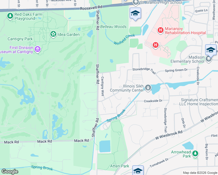 map of restaurants, bars, coffee shops, grocery stores, and more near 1502 McCormick Place in Wheaton