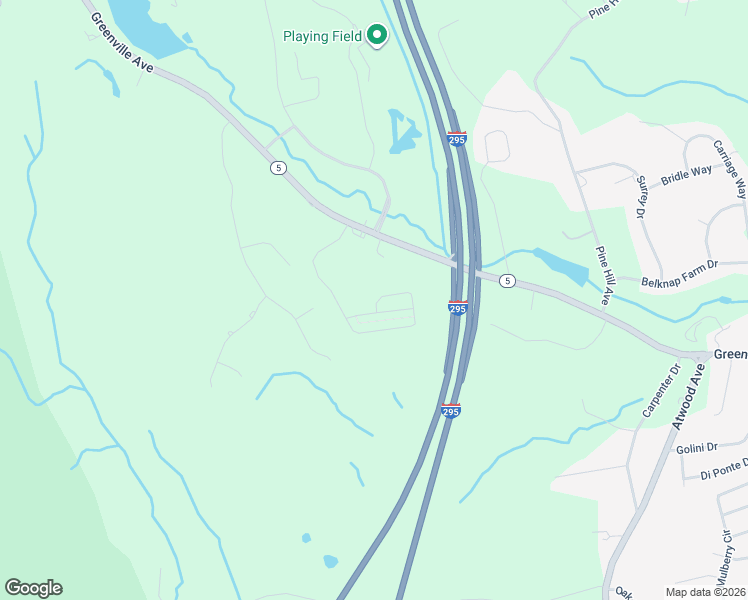 map of restaurants, bars, coffee shops, grocery stores, and more near 121 Charlie's Way in Johnston