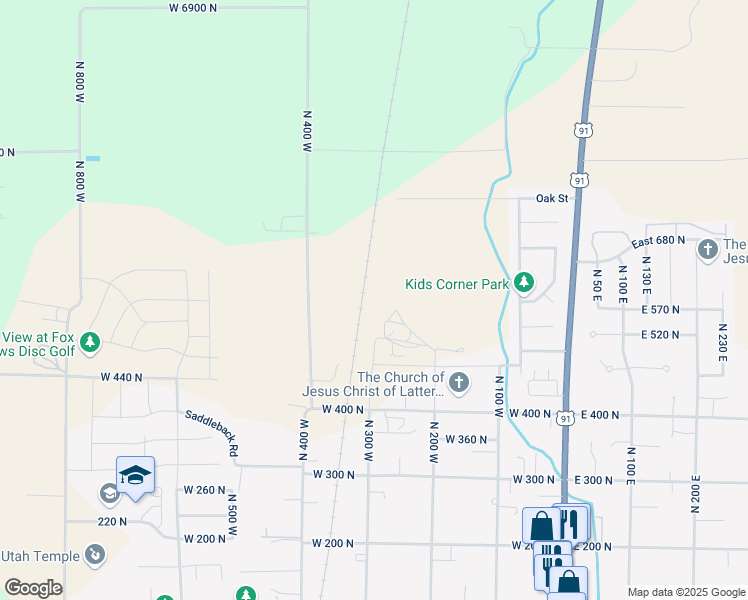 map of restaurants, bars, coffee shops, grocery stores, and more near 571 North 300 West in Smithfield