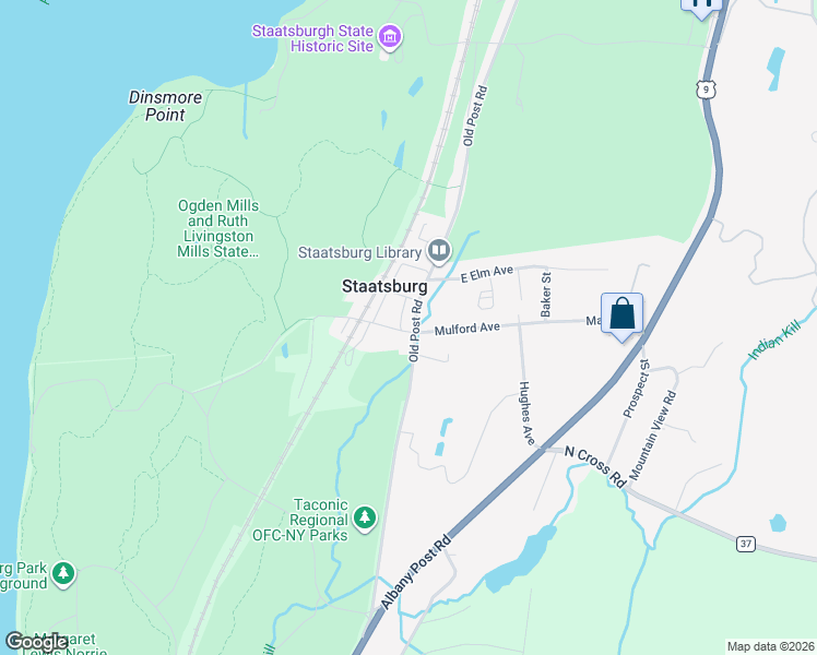map of restaurants, bars, coffee shops, grocery stores, and more near 57 River Road in Staatsburg