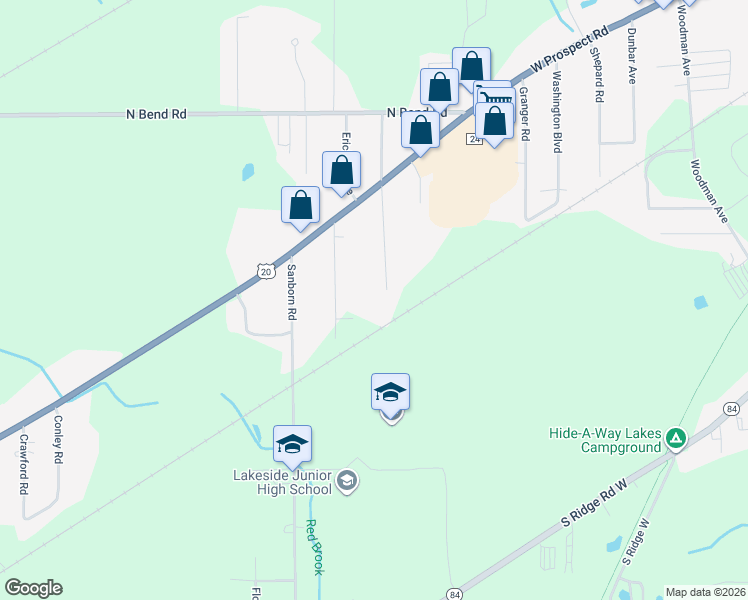 map of restaurants, bars, coffee shops, grocery stores, and more near 6229 Mcnutt Avenue in Ashtabula
