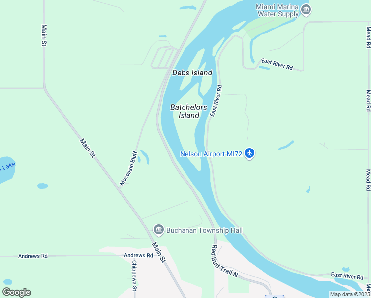 map of restaurants, bars, coffee shops, grocery stores, and more near 14956 Bachelor Island in Buchanan