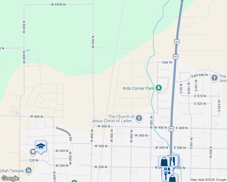 map of restaurants, bars, coffee shops, grocery stores, and more near 577 North 300 West in Smithfield