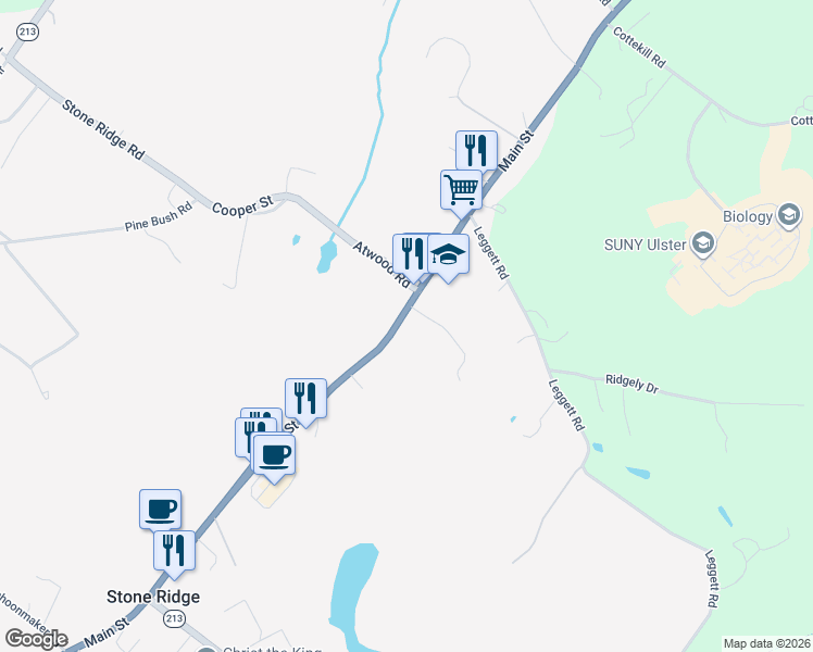 map of restaurants, bars, coffee shops, grocery stores, and more near 3669 Main Street in Stone Ridge