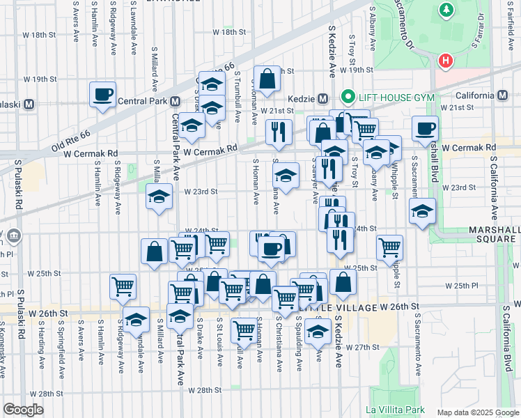 map of restaurants, bars, coffee shops, grocery stores, and more near in Chicago