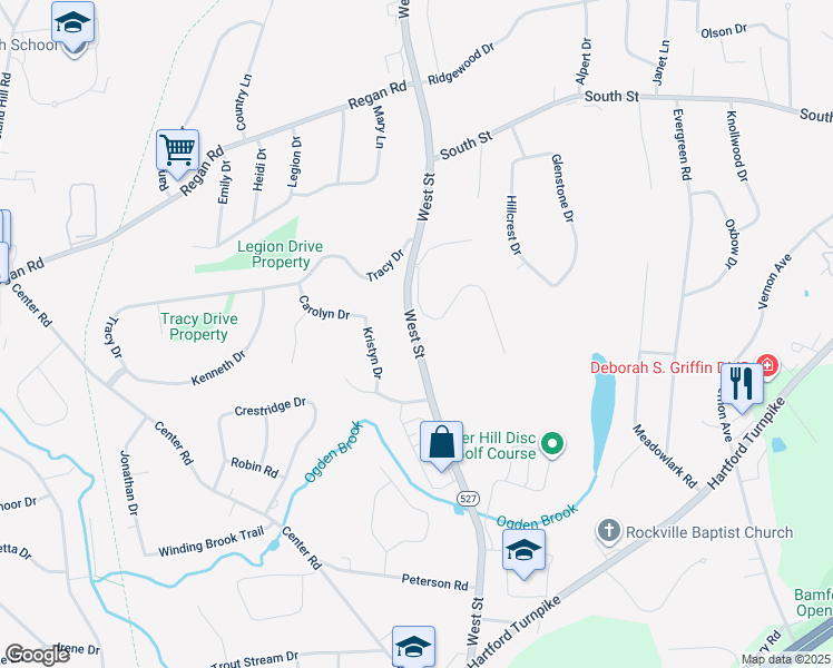 map of restaurants, bars, coffee shops, grocery stores, and more near 198 West Street in Vernon