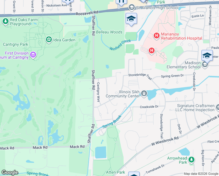 map of restaurants, bars, coffee shops, grocery stores, and more near 1502 McCormick Place in Wheaton