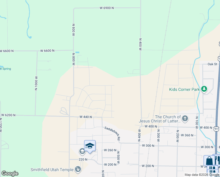 map of restaurants, bars, coffee shops, grocery stores, and more near 635 North 550 West in Smithfield