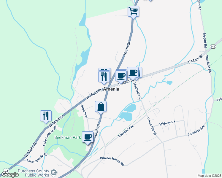 map of restaurants, bars, coffee shops, grocery stores, and more near in Amenia