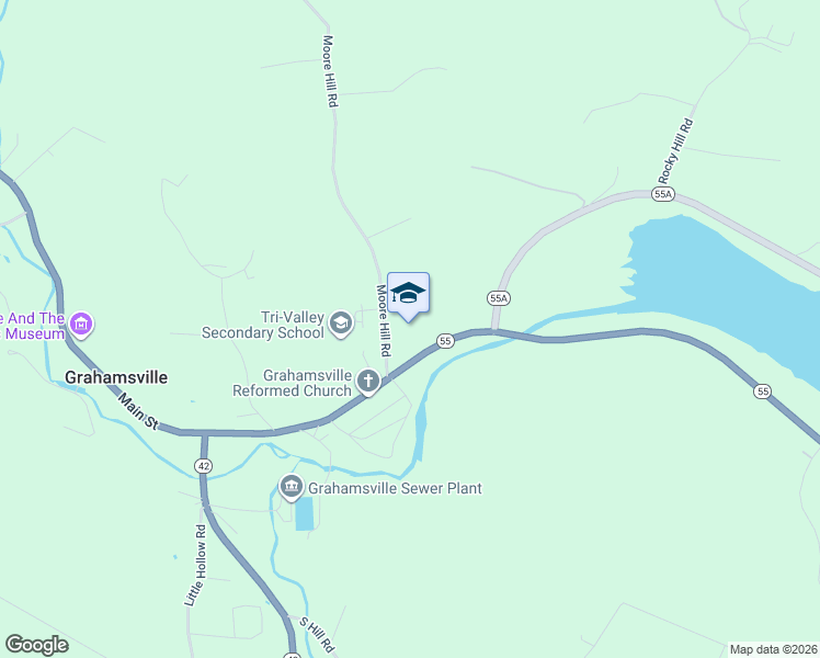 map of restaurants, bars, coffee shops, grocery stores, and more near 34 Moore Hill Road in Grahamsville