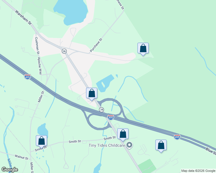 map of restaurants, bars, coffee shops, grocery stores, and more near 441 Wareham Street in Middleborough