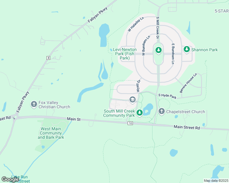 map of restaurants, bars, coffee shops, grocery stores, and more near 39W616 North Hyde Park in Geneva