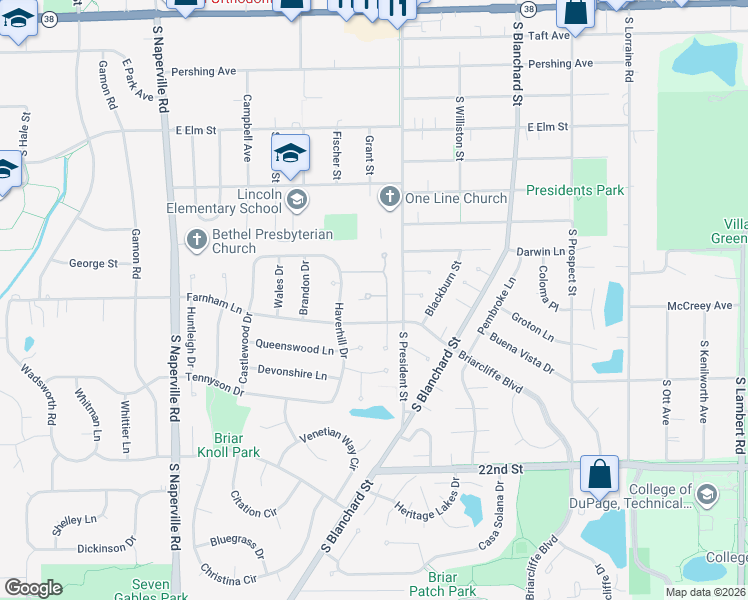 map of restaurants, bars, coffee shops, grocery stores, and more near 840 Sheldon Court in Wheaton