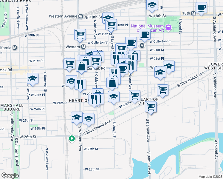 map of restaurants, bars, coffee shops, grocery stores, and more near in Chicago
