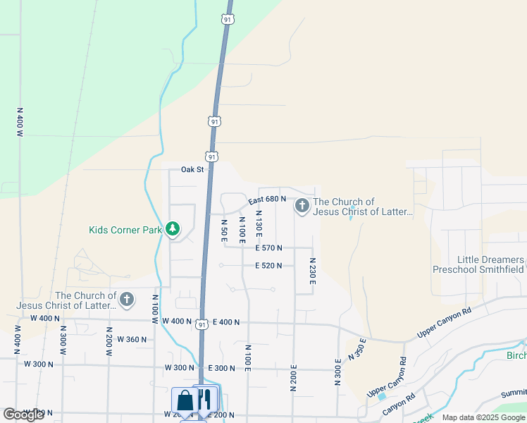 map of restaurants, bars, coffee shops, grocery stores, and more near 661 North 170 East in Smithfield