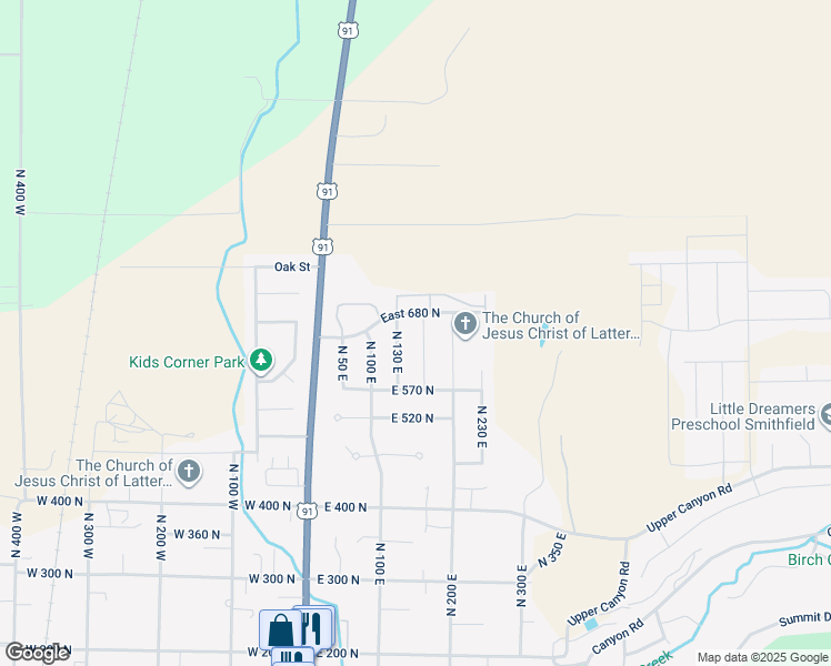 map of restaurants, bars, coffee shops, grocery stores, and more near 661 North 170 East in Smithfield