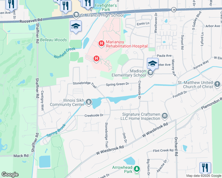 map of restaurants, bars, coffee shops, grocery stores, and more near 1466 Sandy Hook Cove in Wheaton